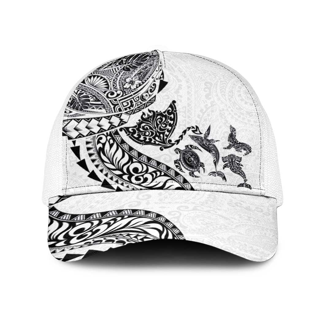 Hawaiian Kakau Tribal Sea Animals Tattoos Mesh Trucker Cap White Color LT03 One Size White White - Polynesian Pride