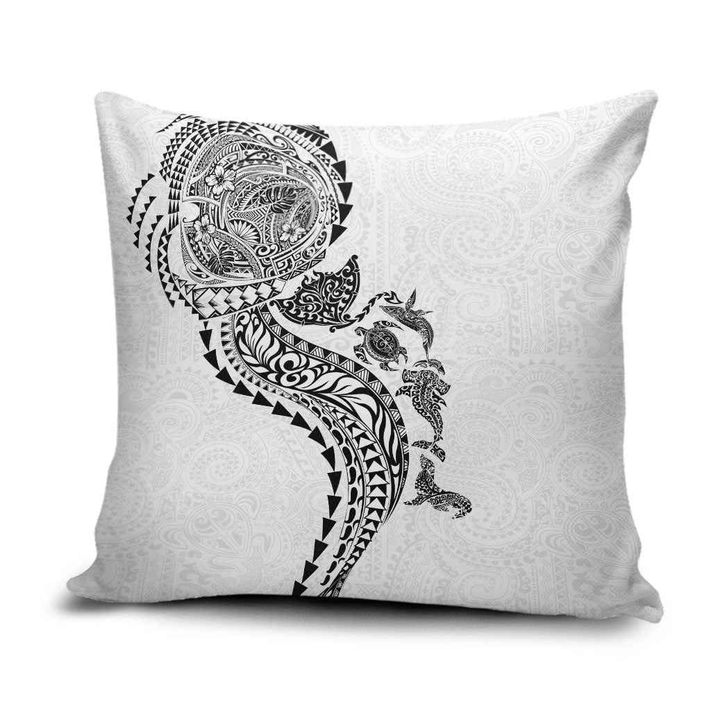 Hawaiian Kakau Tribal Sea Animals Tattoos Pillow Cover White Color LT03 White - Polynesian Pride