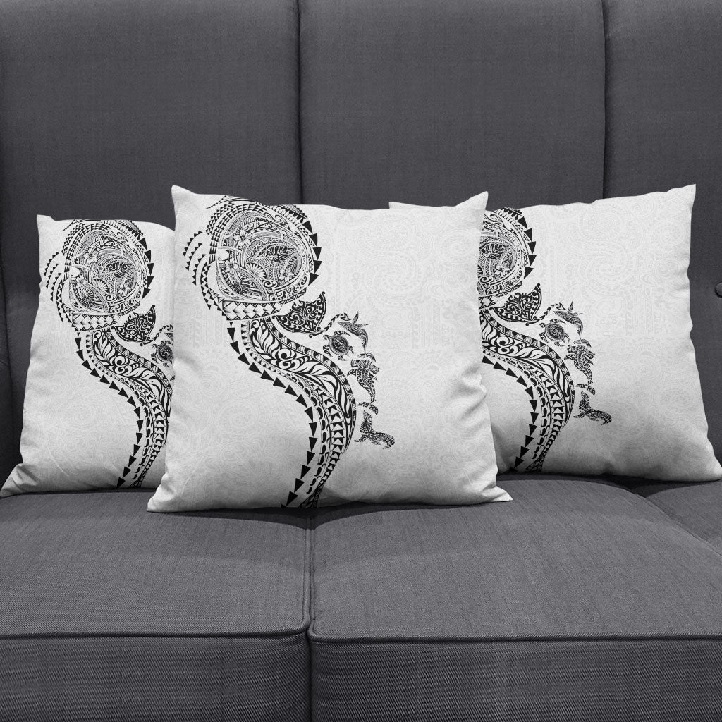 Hawaiian Kakau Tribal Sea Animals Tattoos Pillow Cover White Color LT03 - Polynesian Pride