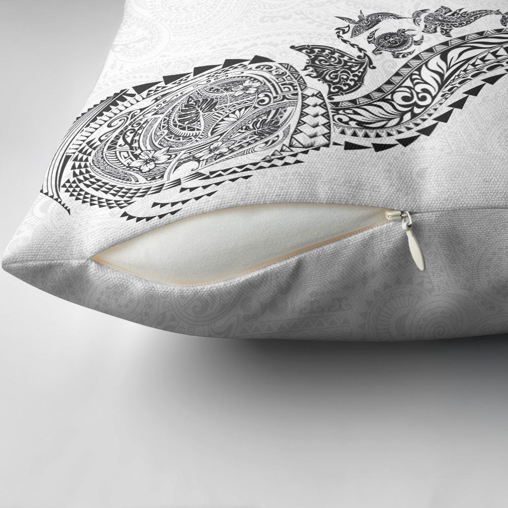 Hawaiian Kakau Tribal Sea Animals Tattoos Pillow Cover White Color LT03 - Polynesian Pride