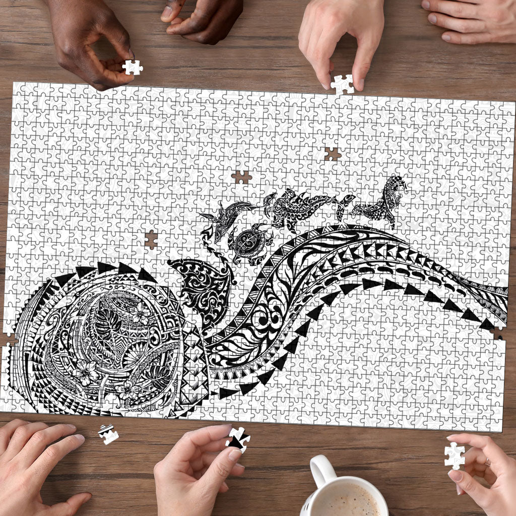 Hawaiian Kakau Tribal Sea Animals Tattoos Puzzle White Color LT03 - Polynesian Pride