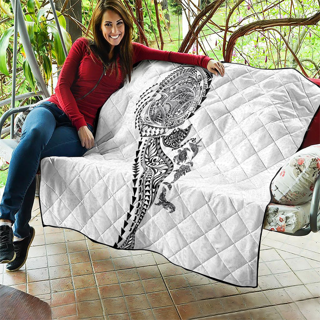 Hawaiian Kakau Tribal Sea Animals Tattoos Quilt White Color LT03 - Polynesian Pride