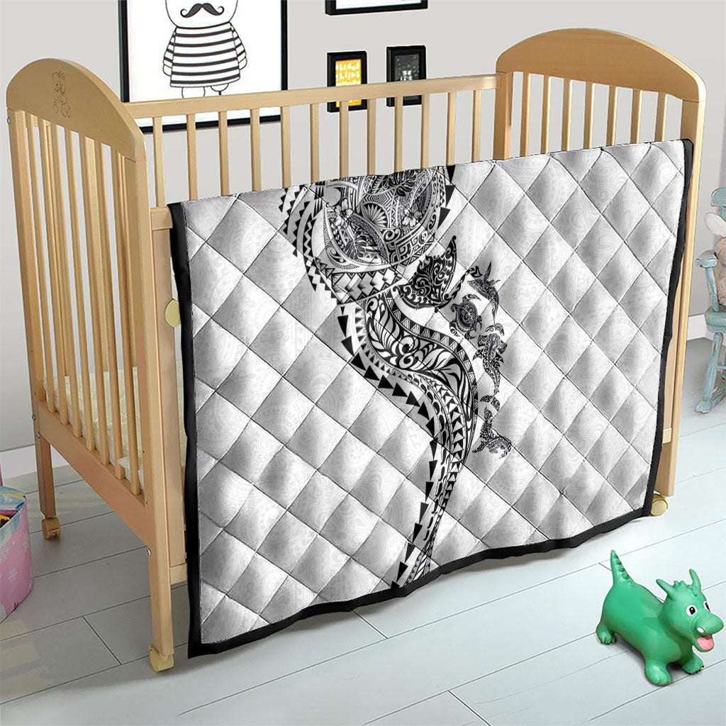 Hawaiian Kakau Tribal Sea Animals Tattoos Quilt White Color LT03 - Polynesian Pride
