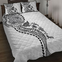 Hawaiian Kakau Tribal Sea Animals Tattoos Quilt Bed Set White Color LT03 White - Polynesian Pride