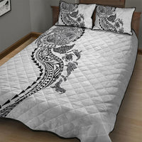 Hawaiian Kakau Tribal Sea Animals Tattoos Quilt Bed Set White Color LT03 - Polynesian Pride