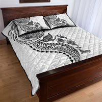 Hawaiian Kakau Tribal Sea Animals Tattoos Quilt Bed Set White Color LT03 - Polynesian Pride