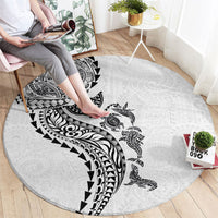 Hawaiian Kakau Tribal Sea Animals Tattoos Round Carpet White Color LT03 - Polynesian Pride