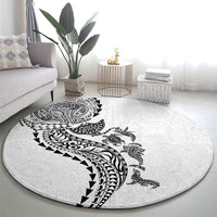 Hawaiian Kakau Tribal Sea Animals Tattoos Round Carpet White Color LT03 - Polynesian Pride