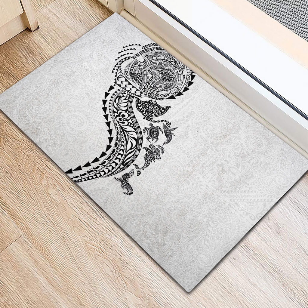 Hawaiian Kakau Tribal Sea Animals Tattoos Rubber Doormat White Color LT03 - Polynesian Pride