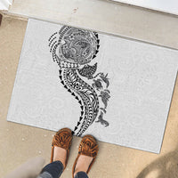 Hawaiian Kakau Tribal Sea Animals Tattoos Rubber Doormat White Color LT03 - Polynesian Pride