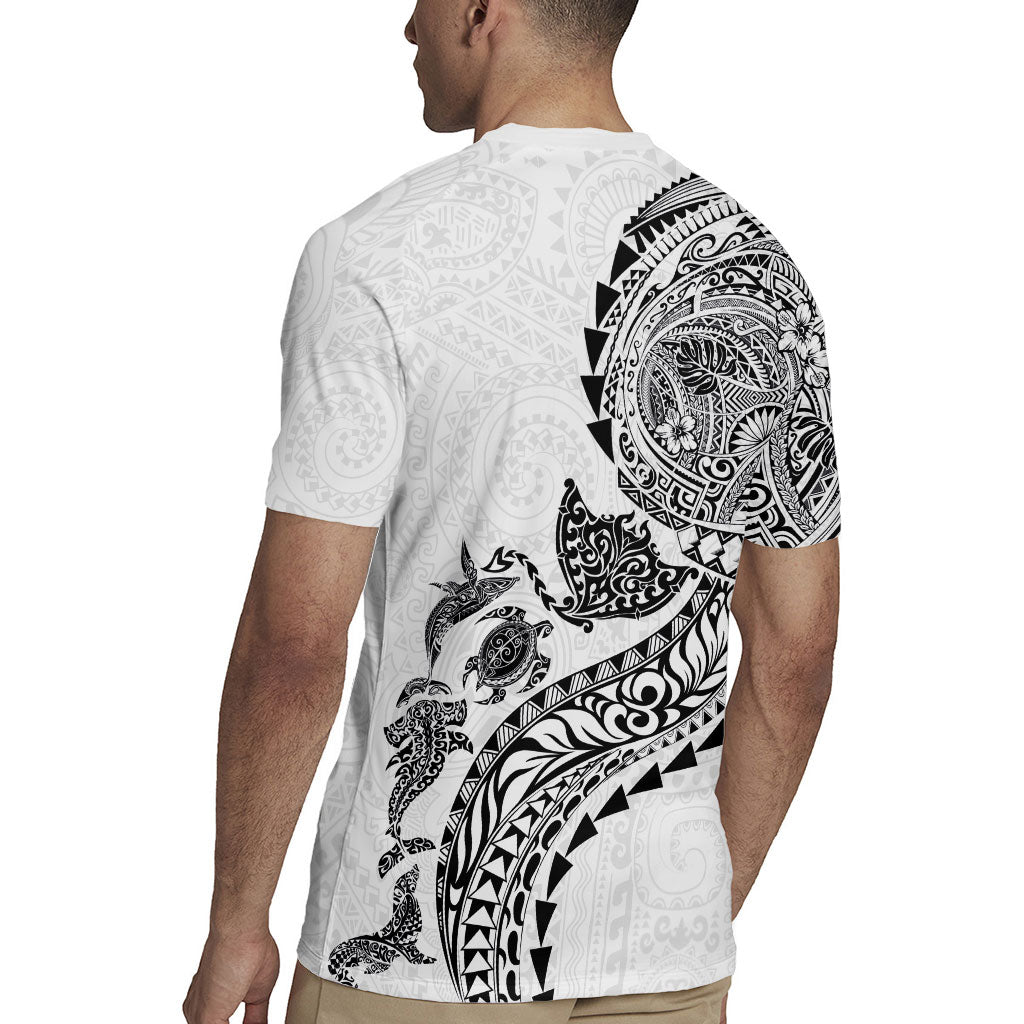 Hawaiian Kakau Tribal Sea Animals Tattoos Rugby Jersey White Color LT03 - Polynesian Pride