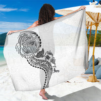 Hawaiian Kakau Tribal Sea Animals Tattoos Sarong White Color LT03 One Size 44 x 66 inches White - Polynesian Pride