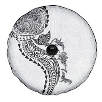 Hawaiian Kakau Tribal Sea Animals Tattoos Spare Tire Cover White Color LT03 - Polynesian Pride