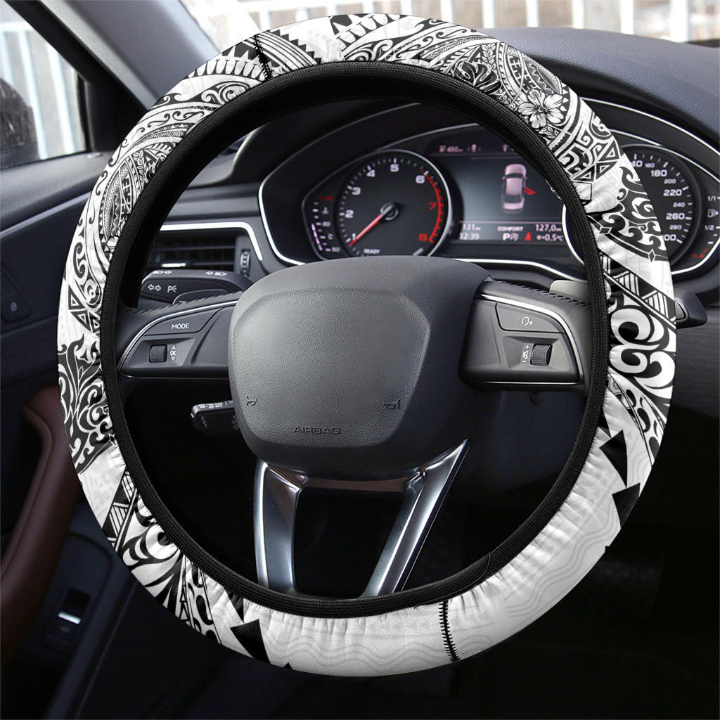 Hawaiian Kakau Tribal Sea Animals Tattoos Steering Wheel Cover White Color LT03 - Polynesian Pride