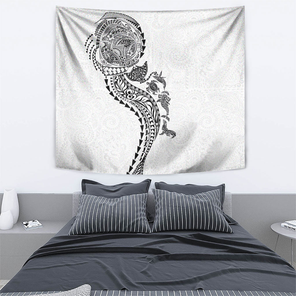 Hawaiian Kakau Tribal Sea Animals Tattoos Tapestry White Color LT03 - Polynesian Pride