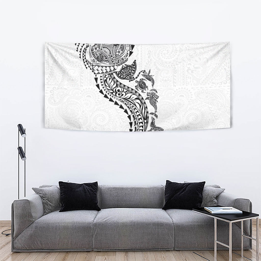 Hawaiian Kakau Tribal Sea Animals Tattoos Tapestry White Color LT03 - Polynesian Pride