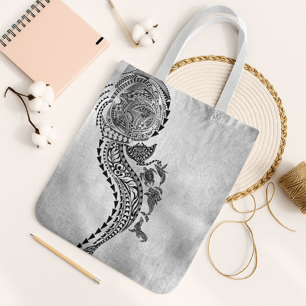 Hawaiian Kakau Tribal Sea Animals Tattoos Tote Bag White Color LT03 White Strap One Size White - Polynesian Pride