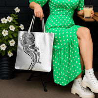 Hawaiian Kakau Tribal Sea Animals Tattoos Tote Bag White Color LT03 - Polynesian Pride