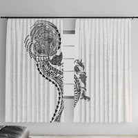 Hawaiian Kakau Tribal Sea Animals Tattoos Window Curtain White Color LT03 With Hooks White - Polynesian Pride