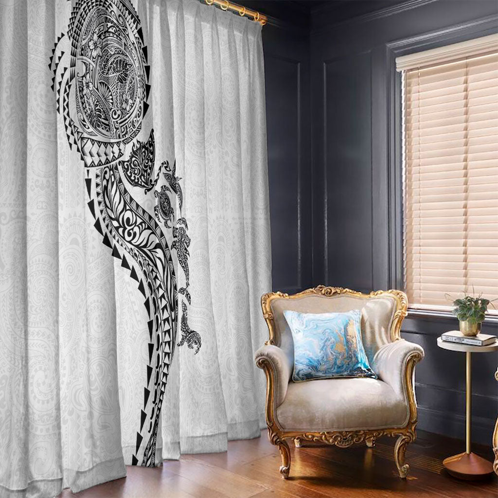 Hawaiian Kakau Tribal Sea Animals Tattoos Window Curtain White Color LT03 - Polynesian Pride