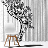 Hawaiian Kakau Tribal Sea Animals Tattoos Window Curtain White Color LT03 - Polynesian Pride