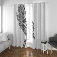 Hawaiian Kakau Tribal Sea Animals Tattoos Window Curtain White Color LT03 With Grommets White - Polynesian Pride