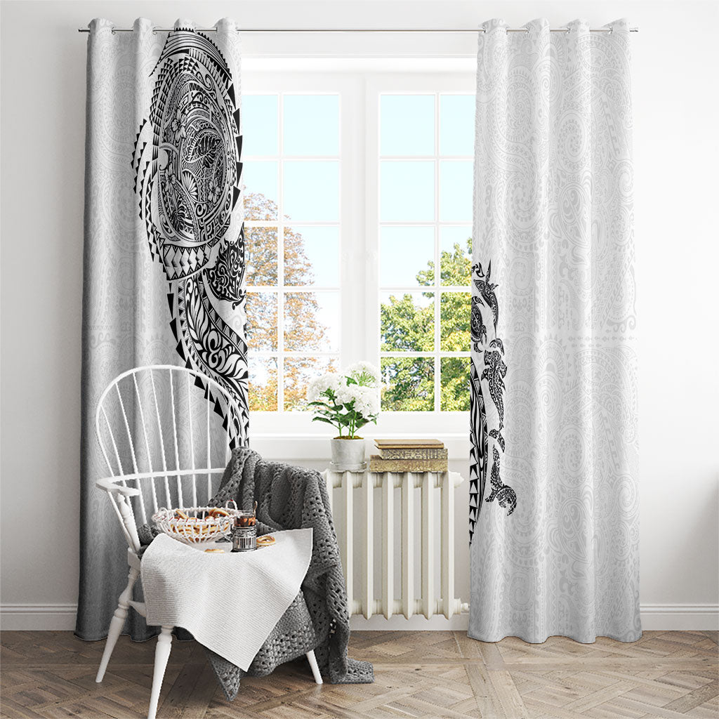 Hawaiian Kakau Tribal Sea Animals Tattoos Window Curtain White Color LT03 - Polynesian Pride