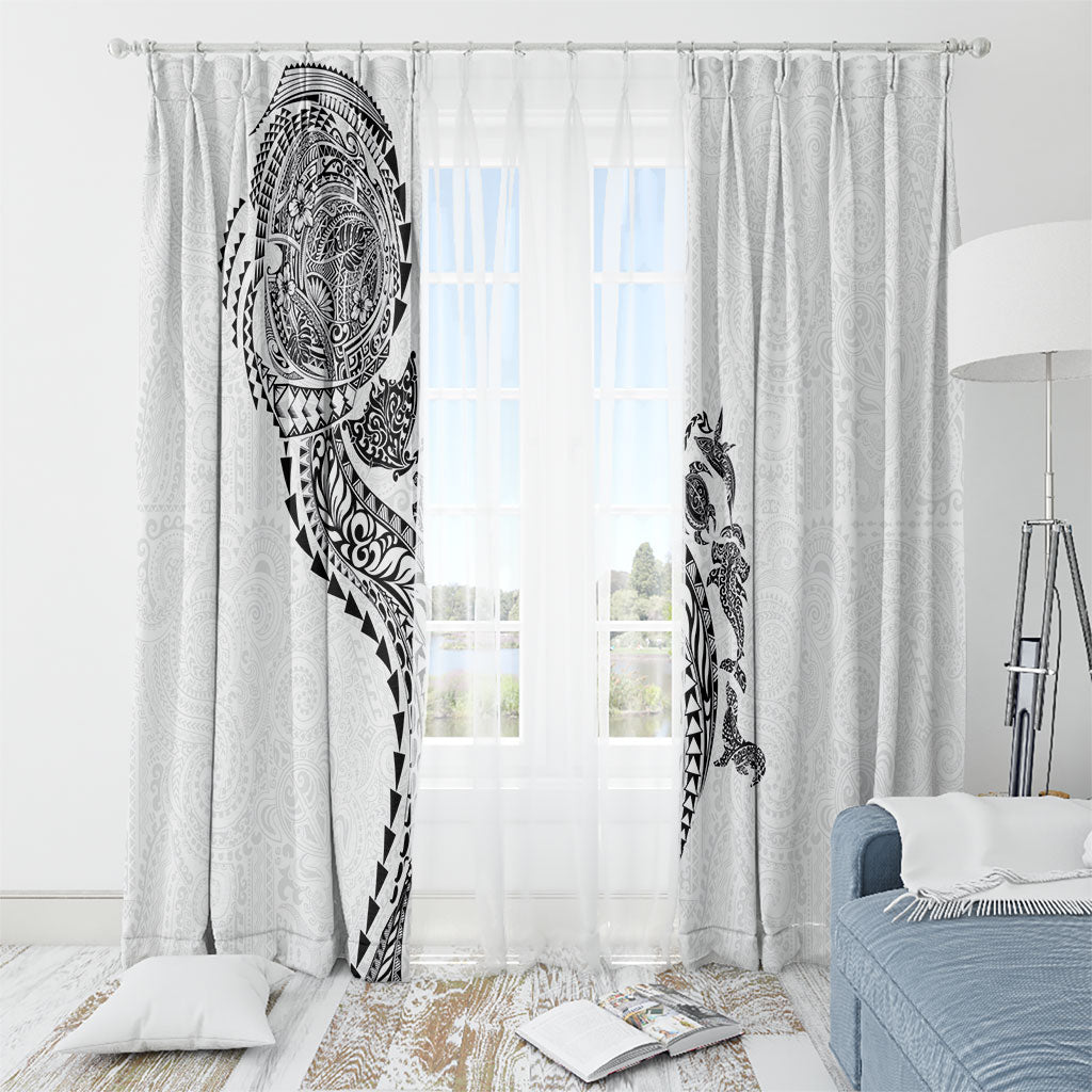 Hawaiian Kakau Tribal Sea Animals Tattoos Window Curtain White Color LT03 - Polynesian Pride