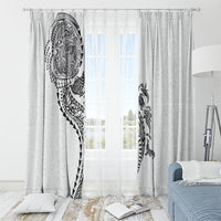 Hawaiian Kakau Tribal Sea Animals Tattoos Window Curtain White Color LT03 - Polynesian Pride
