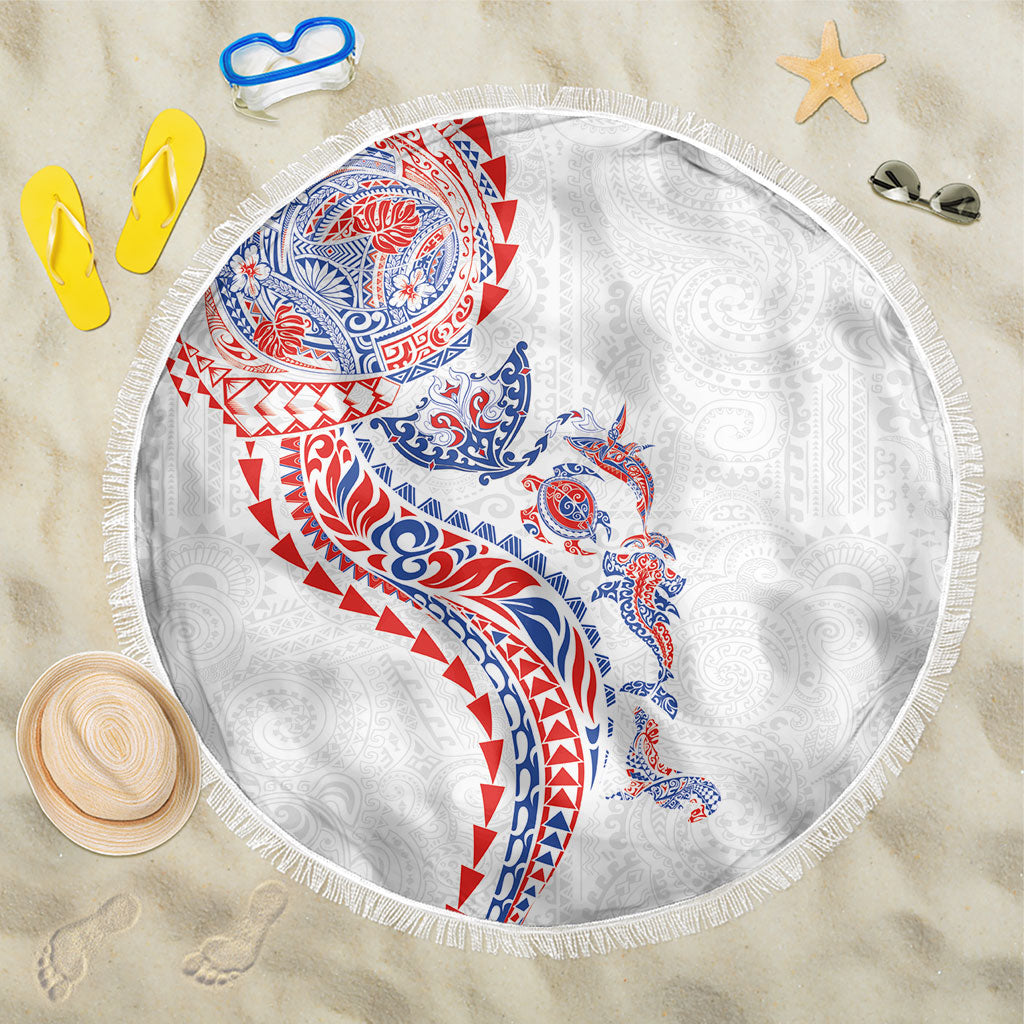 Hawaiian Kakau Tribal Sea Animals Tattoos Beach Blanket Hawaii Flag Color Inspired