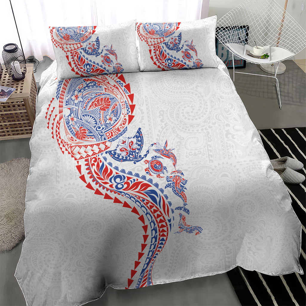 Hawaiian Kakau Tribal Sea Animals Tattoos Bedding Set Hawaii Flag Color Inspired LT03 - Polynesian Pride