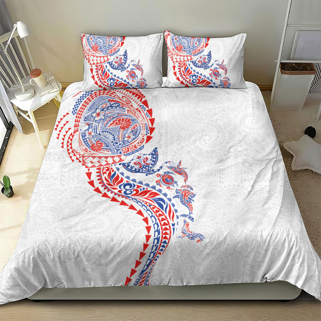 Hawaiian Kakau Tribal Sea Animals Tattoos Bedding Set Hawaii Flag Color Inspired LT03 - Polynesian Pride