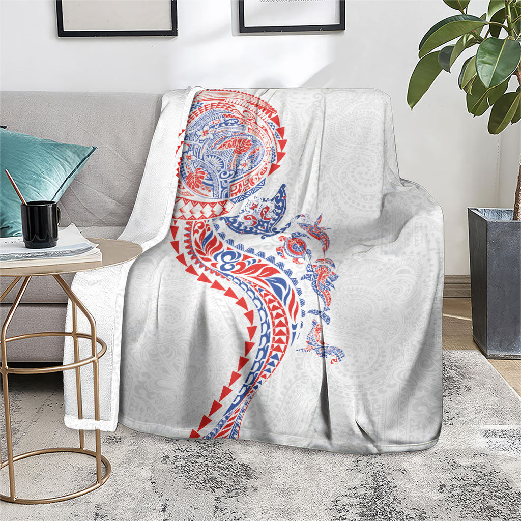 Hawaiian Kakau Tribal Sea Animals Tattoos Blanket Hawaii Flag Color Inspired LT03 - Polynesian Pride