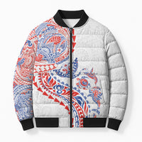Hawaiian Kakau Tribal Sea Animals Tattoos Bomber Puffer Jacket Hawaii Flag Color Inspired