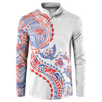 Hawaiian Kakau Tribal Sea Animals Tattoos Button Sweatshirt Hawaii Flag Color Inspired LT03 Multicolor - Polynesian Pride