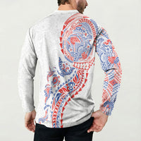 Hawaiian Kakau Tribal Sea Animals Tattoos Button Sweatshirt Hawaii Flag Color Inspired LT03 - Polynesian Pride