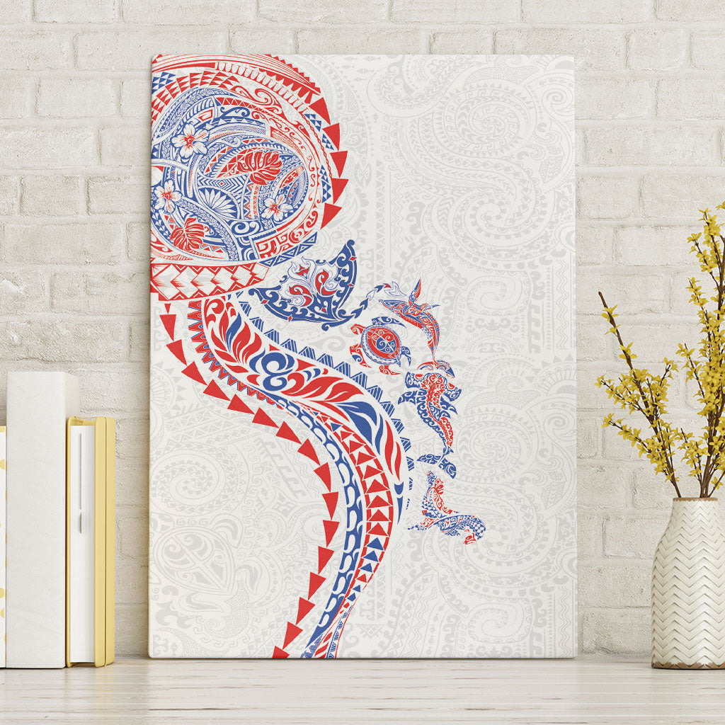 Hawaiian Kakau Tribal Sea Animals Tattoos Canvas Wall Art Hawaii Flag Color Inspired LT03 Without Frame Multicolor - Polynesian Pride