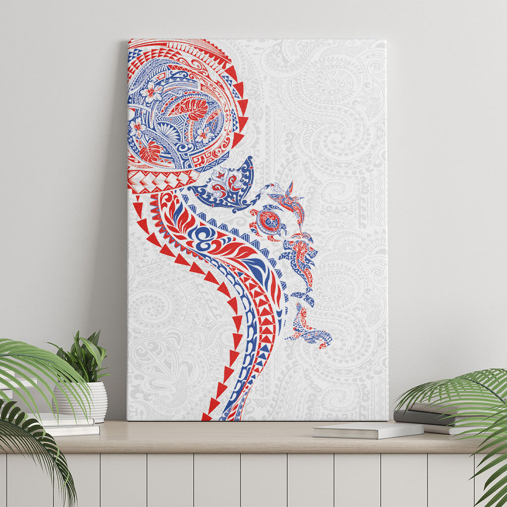Hawaiian Kakau Tribal Sea Animals Tattoos Canvas Wall Art Hawaii Flag Color Inspired LT03 - Polynesian Pride