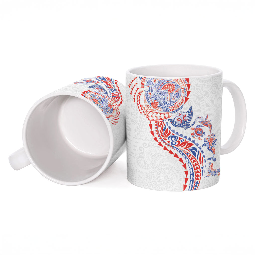 Hawaiian Kakau Tribal Sea Animals Tattoos Ceramic Mug Hawaii Flag Color Inspired LT03 - Polynesian Pride
