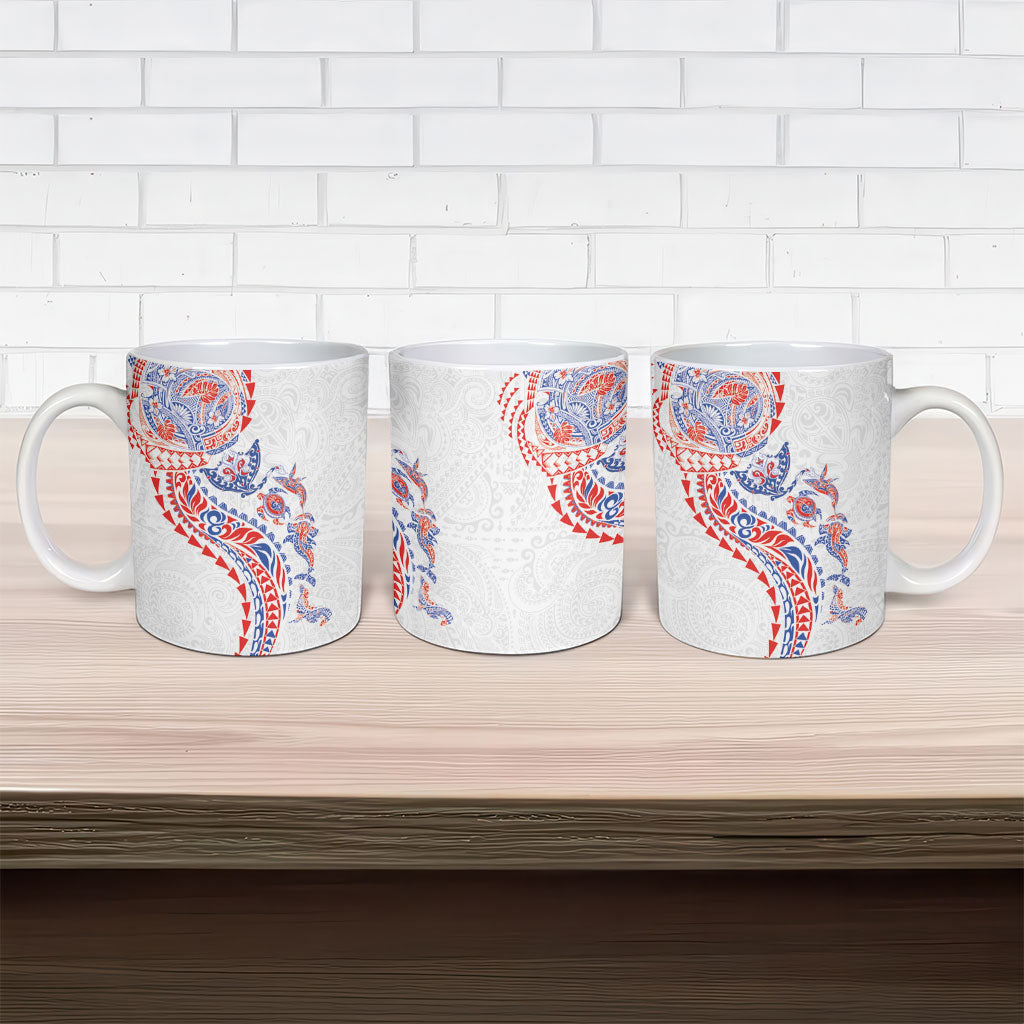 Hawaiian Kakau Tribal Sea Animals Tattoos Ceramic Mug Hawaii Flag Color Inspired LT03 - Polynesian Pride