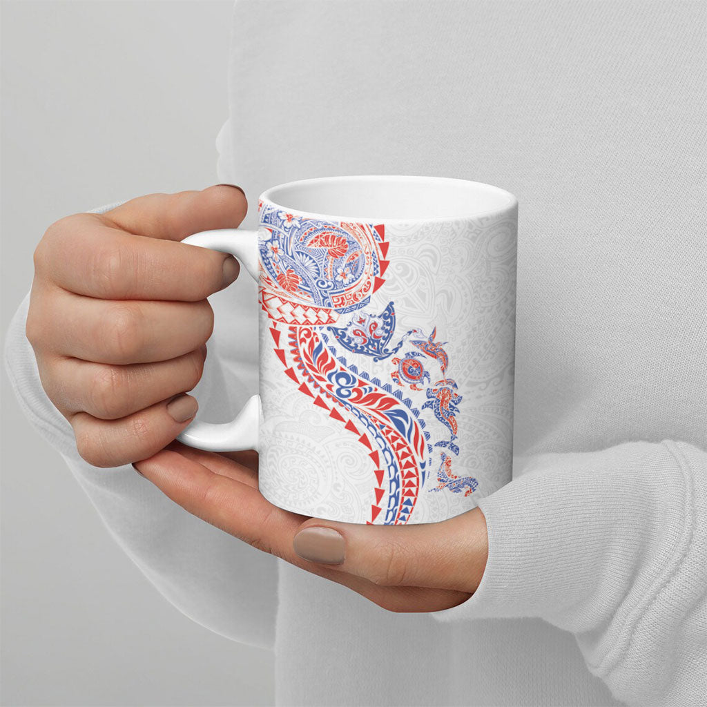 Hawaiian Kakau Tribal Sea Animals Tattoos Ceramic Mug Hawaii Flag Color Inspired LT03 - Polynesian Pride