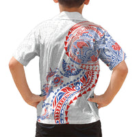 Hawaiian Kakau Tribal Sea Animals Tattoos Family Matching Mermaid Dress and Hawaiian Shirt Hawaii Flag Color Inspired