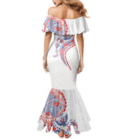 Hawaiian Kakau Tribal Sea Animals Tattoos Family Matching Mermaid Dress and Hawaiian Shirt Hawaii Flag Color Inspired