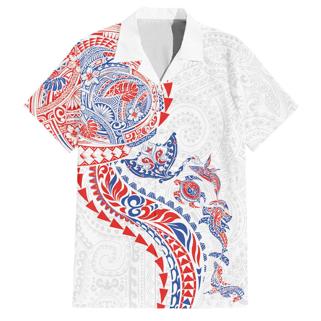 Hawaiian Kakau Tribal Sea Animals Tattoos Family Matching Puletasi and Hawaiian Shirt Hawaii Flag Color Inspired
