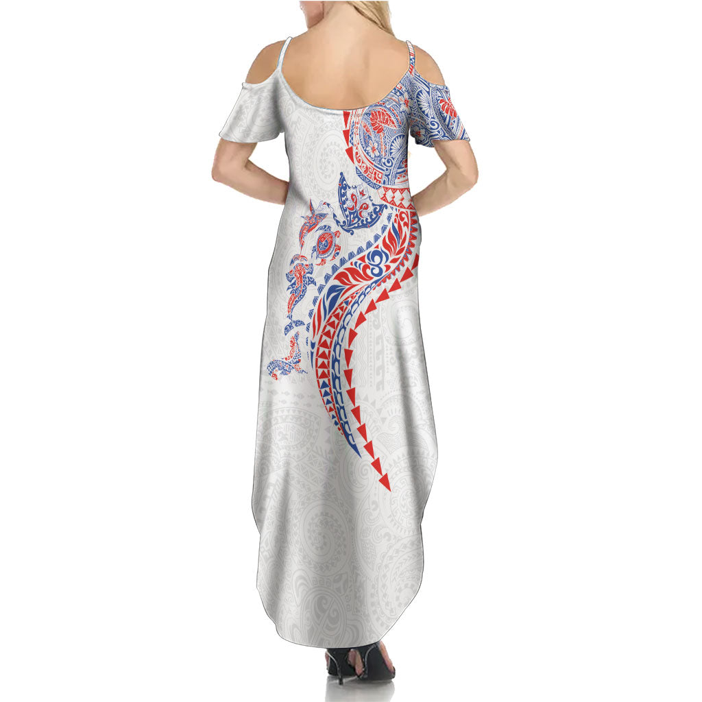 Hawaiian Kakau Tribal Sea Animals Tattoos Family Matching Summer Maxi Dress and Hawaiian Shirt Hawaii Flag Color Inspired