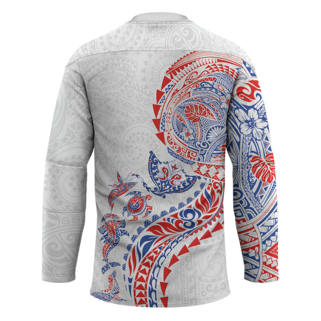 Hawaiian Kakau Tribal Sea Animals Tattoos Hockey Jersey Hawaii Flag Color Inspired