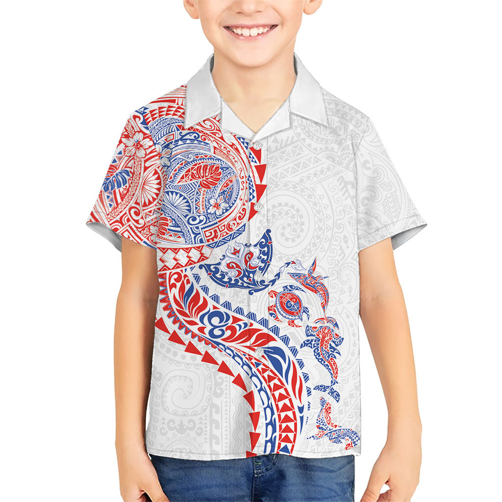 Hawaiian Kakau Tribal Sea Animals Tattoos Kid Hawaiian Shirt Hawaii Flag Color Inspired