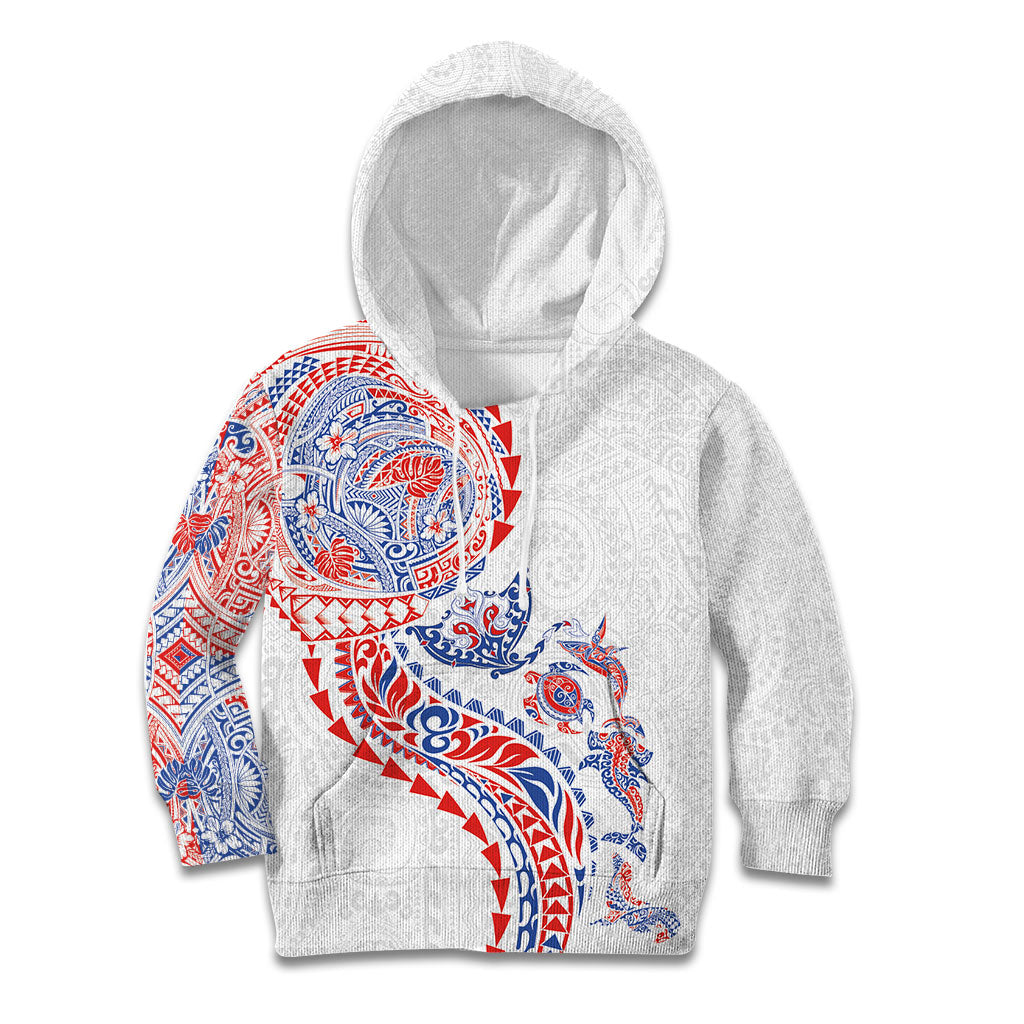 Hawaiian Kakau Tribal Sea Animals Tattoos Kid Hoodie Hawaii Flag Color Inspired