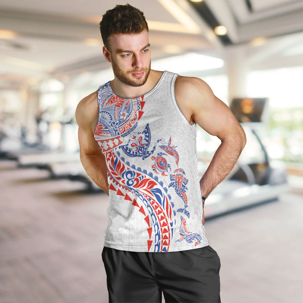 Hawaiian Kakau Tribal Sea Animals Tattoos Men Tank Top Hawaii Flag Color Inspired
