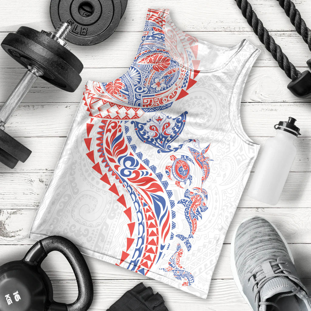 Hawaiian Kakau Tribal Sea Animals Tattoos Men Tank Top Hawaii Flag Color Inspired